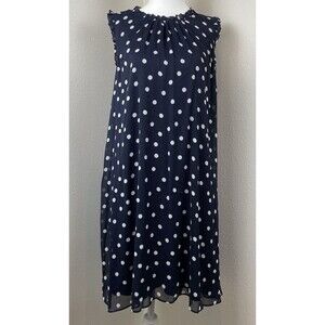 Tommy Hilfiger Chiffon Sleeveless Trapeze Dress Polka Dot Navy Classic-14